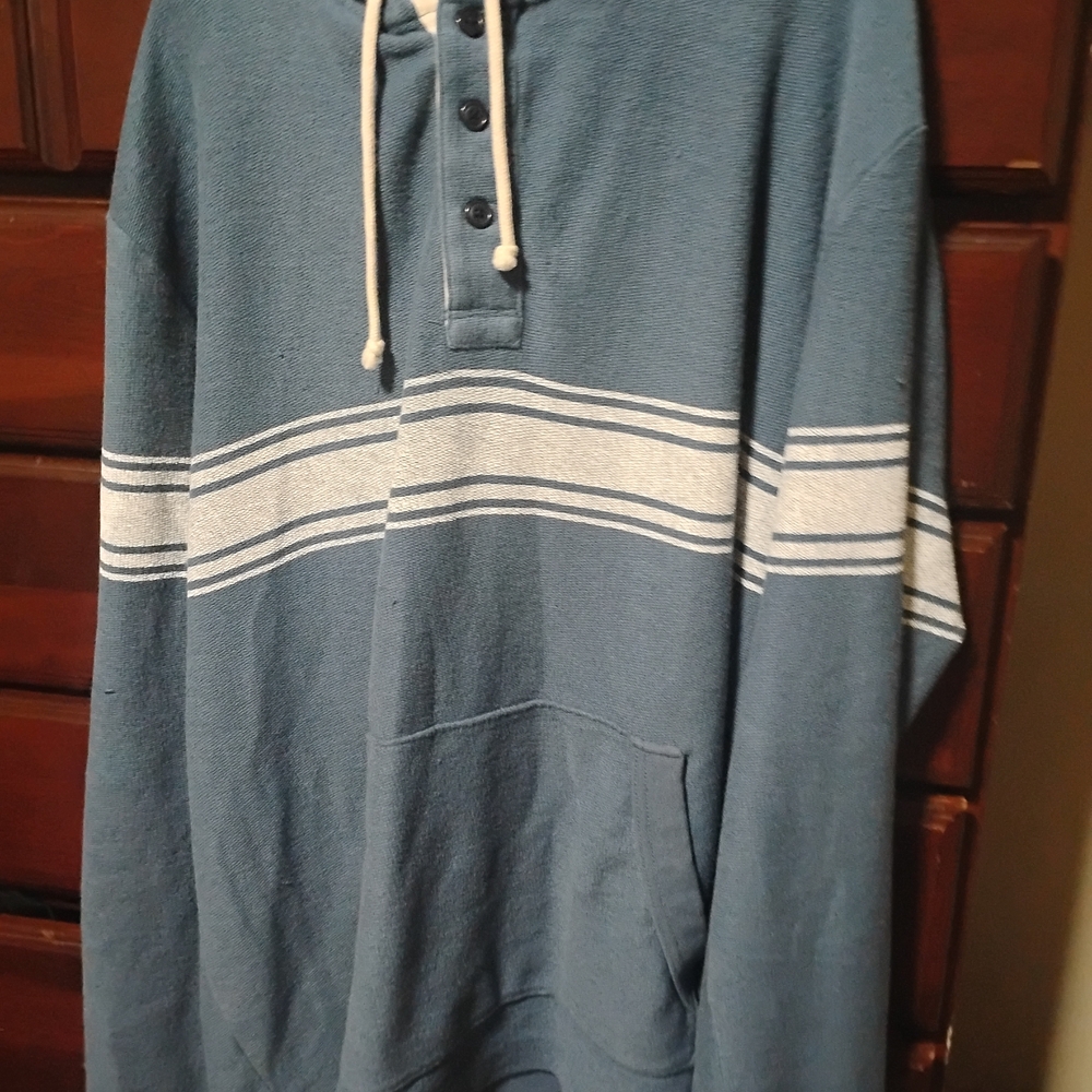 American Eagle Outfitters Blue Hoodie with White Stripes